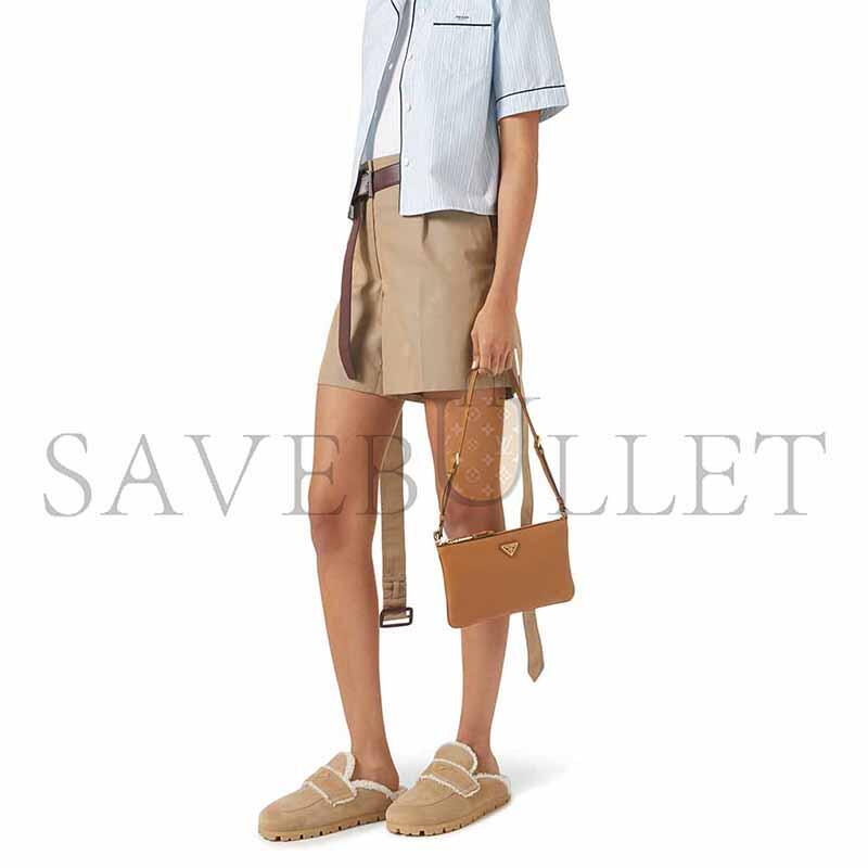 Pra*a small logo shoulder bag in grained leather 1ne545 (24*14cm)